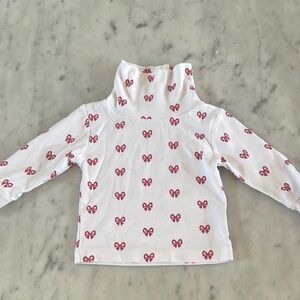 Little English White and Red Bow Kids Turtleneck - 12 Months
